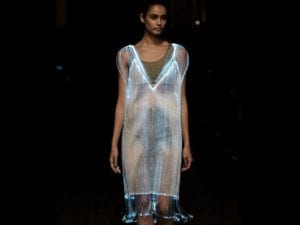 The fashion tech Tinkerbell fibre optic dress created in collaboration with the late Richard Nicoll.