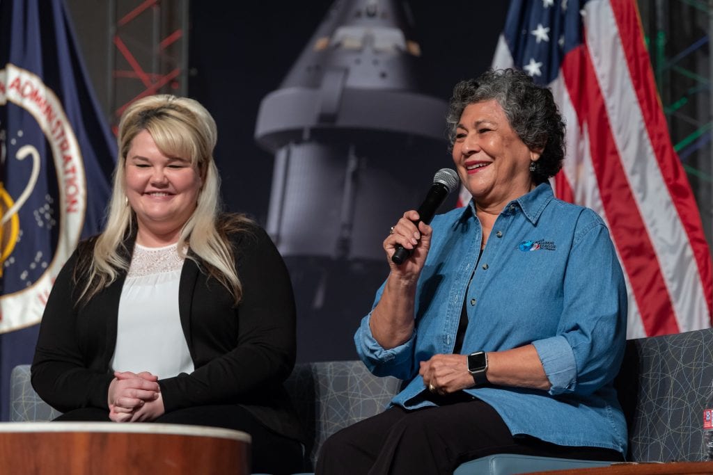 Dr. Estella Hernandez Gillette participating in an Apollo anniversary event, “Women of the Apollo Era," Credit: NASA