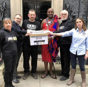 Eduardo Goncalves Founder of the Campaign to Ban Trophy Hunting with Maasai senior elder at 10 Downing Street